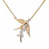 14K イエロー / ホワイトゴールド 0.19カラット ダイヤモンド ネックレス