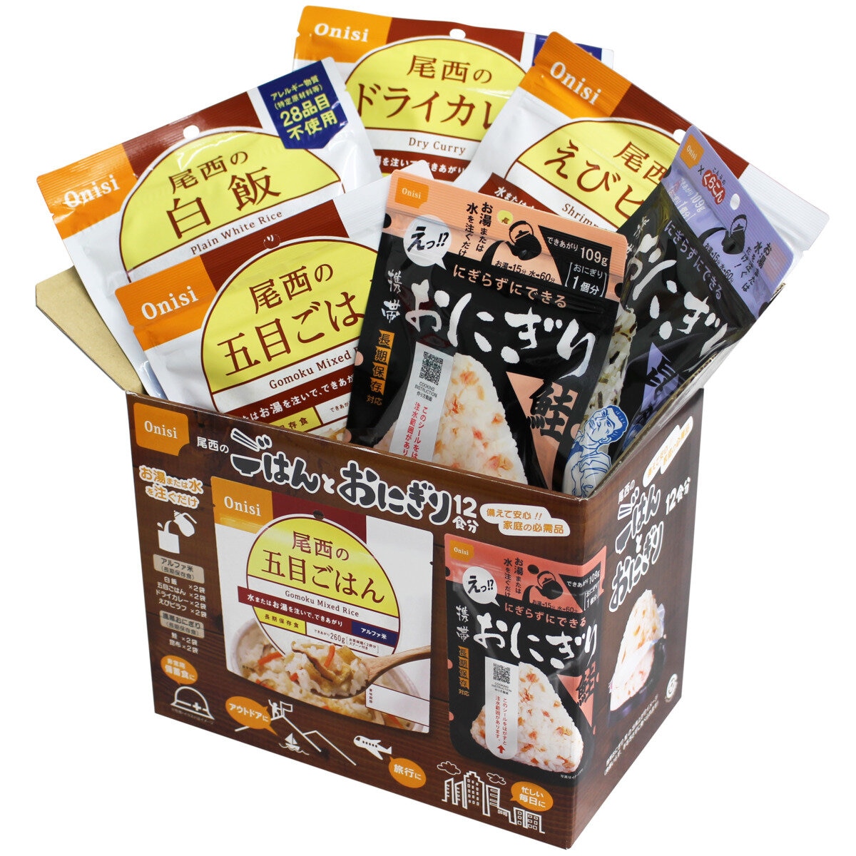 ごはんとおにぎり　尾西食品　Japan　長期5年保存　アソートセット　12食分　Costco