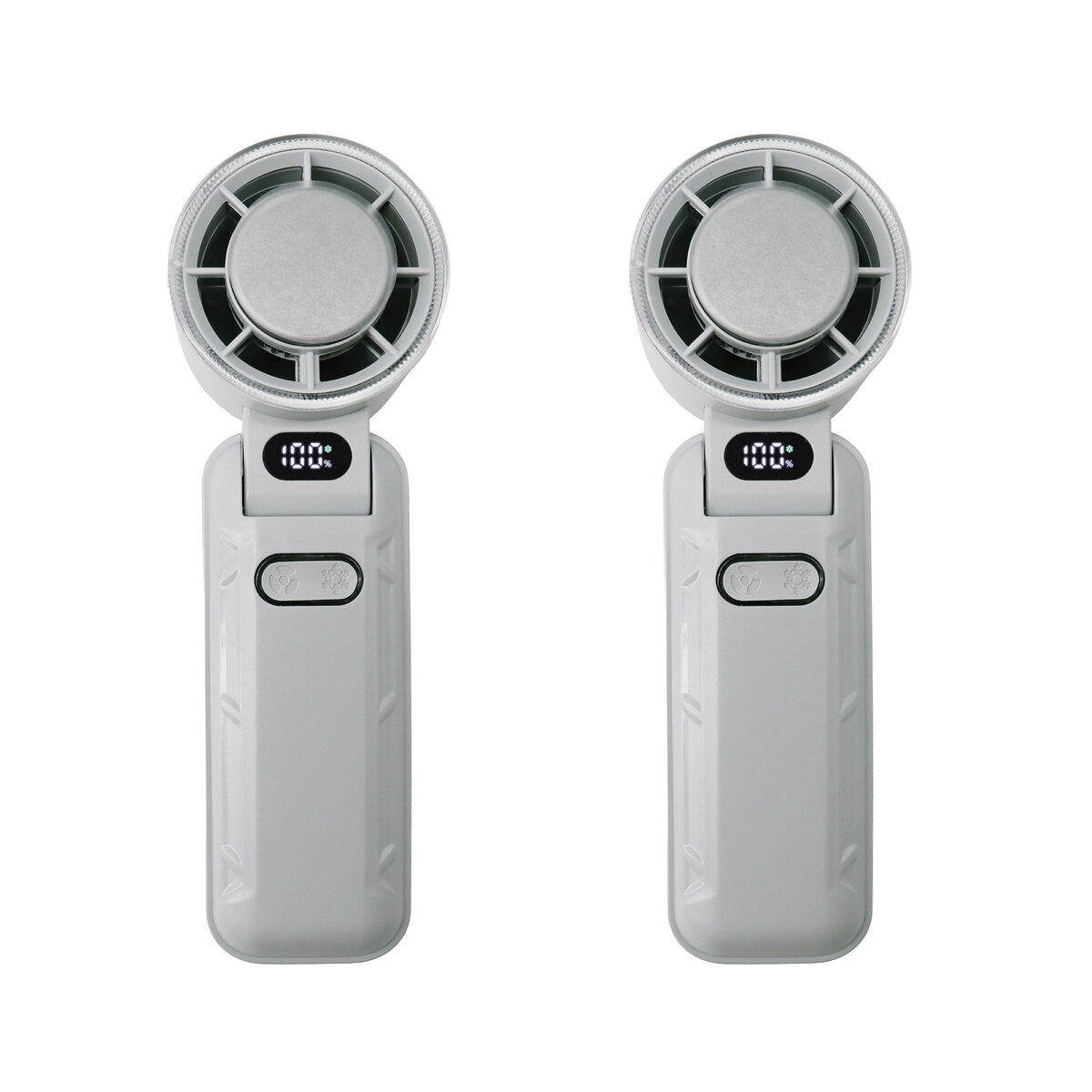 Seena 冷却プレート付 リン酸鉄バッテリー ハンディファン 2個セット グレー×グレー