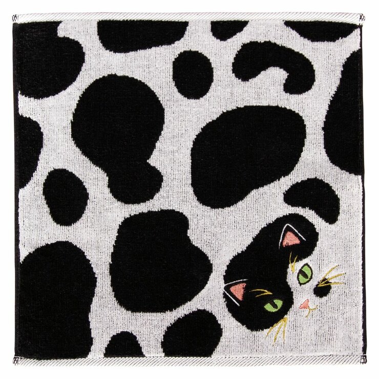 Uchinoko うちのニャンコ毛並ハンカチ 25cm x 25cm 4枚組 ぶち/黒猫