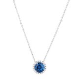 14K ホワイトゴールド 0.13カラット ダイヤモンド / ブルートパーズ ネックレス