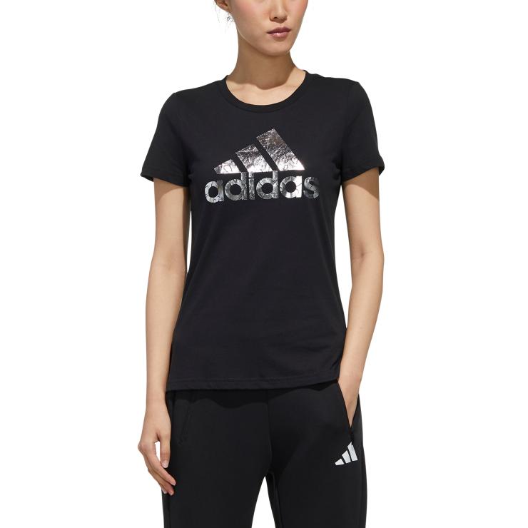 アディダス レディース 半袖 ロゴ Tシャツ ブラック XOT
