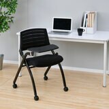 YAMAZEN キャスター付きミーティングチェア メモ台付き ブラック