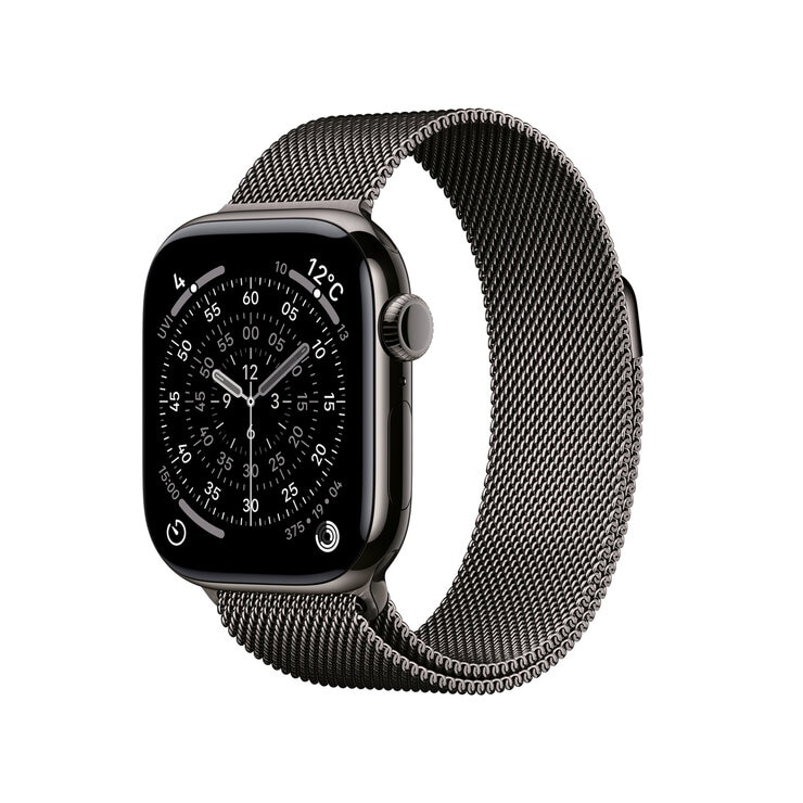 Apple Watch S11 Cellular 42mmスレートチタニウムケースとスレートミラネーゼループ