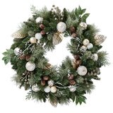 クリスマスリース 直径約76cm LEDライト付き ホワイト