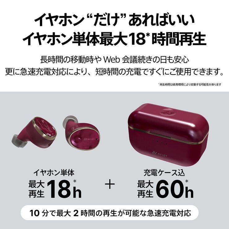 AVIOT 完全ワイヤレスイヤホン TE-BD11tR ダークルージュ AVIOT 完全ワイヤレスイヤホン TE-BD11tR ダークルージュ