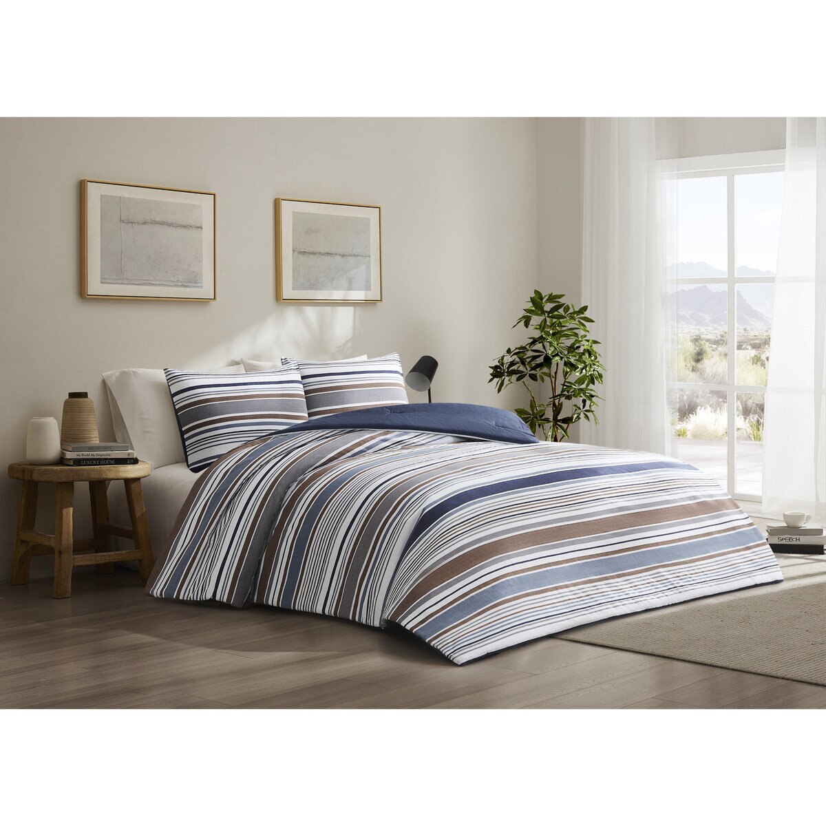 YMF 掛け布団3点セット 150 x 210cm ストライプ