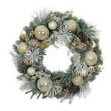 クリスマスデコレーションリース 赤＆シルバー 直径61cm