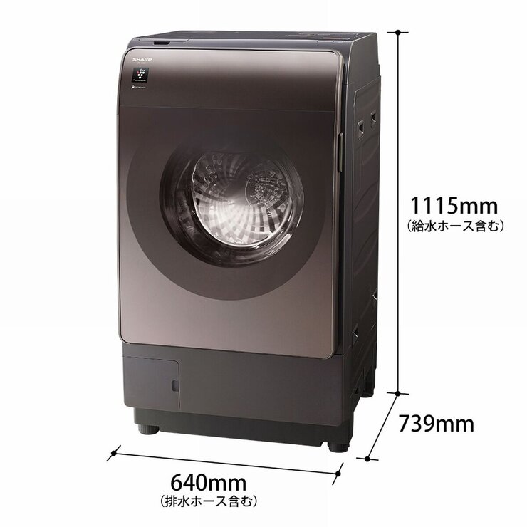 シャープドラム式洗濯機 洗濯 12kg 乾燥 6kg リッチブラウン 左開き