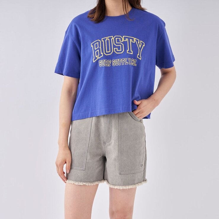ラスティ レディース 半袖Tシャツ ブルー L ラスティ レディース 半袖Tシャツ ブルー L