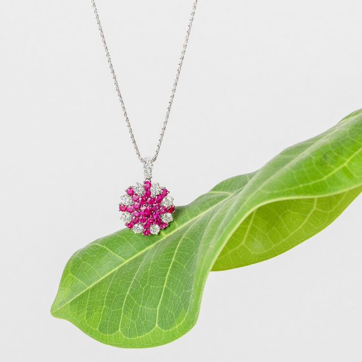 18K ホワイトゴールド ルビー&ダイヤモンド ペンダント 18K ホワイトゴールド ルビー&ダイヤモンド ペンダント