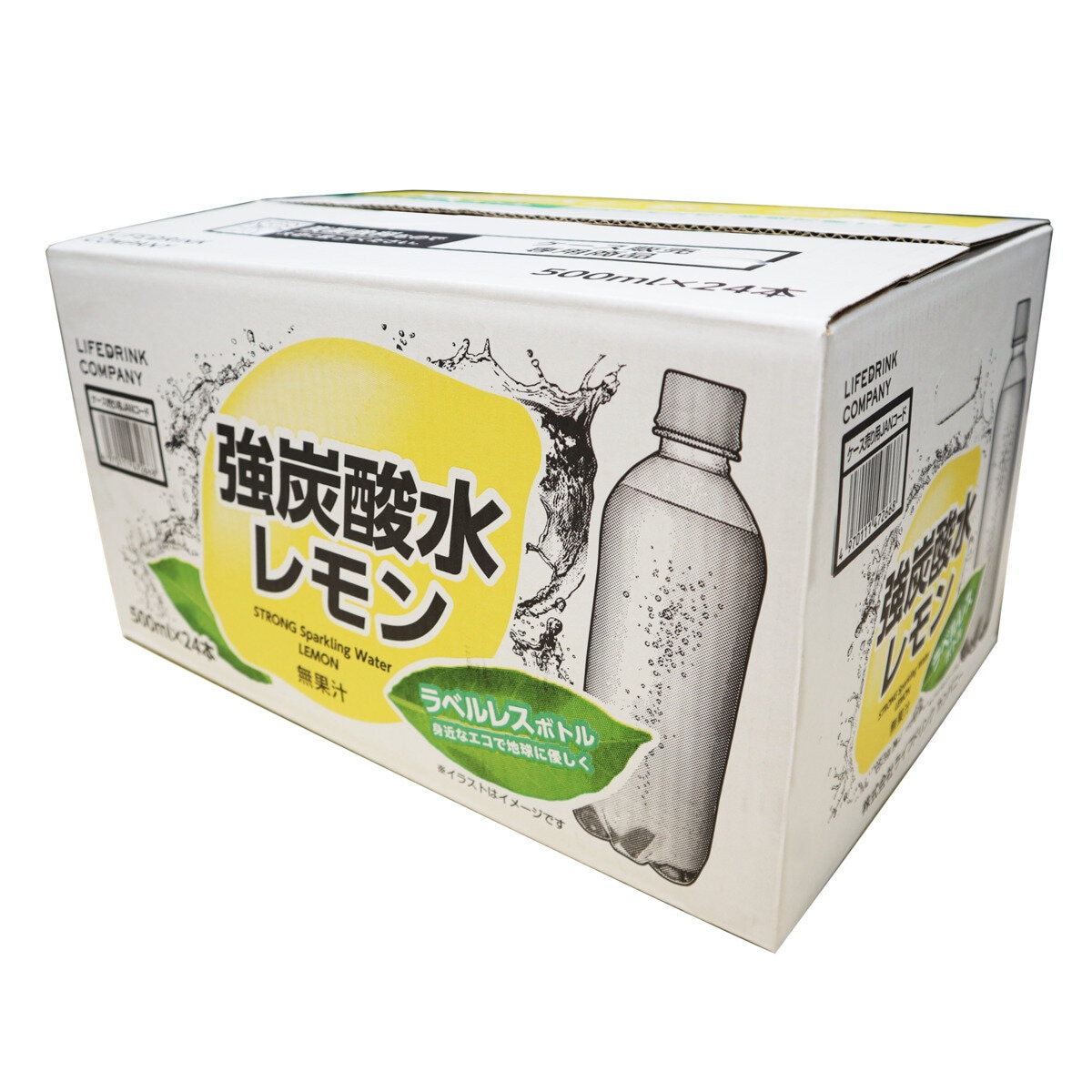 LDC 強炭酸水レモン500ML x 24本　ラベルレス