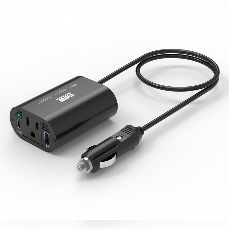車載インバーター 150W シガーソケット ACコンセント 車内用 USB-C ポート PD20W USB-A ポート 18W スマホ タブレットを急速充電 車載インバーター 150W シガーソケット ACコンセント 車内用 USB-C ポート PD20W USB-A ポート 18W スマホ タブレットを急速充電