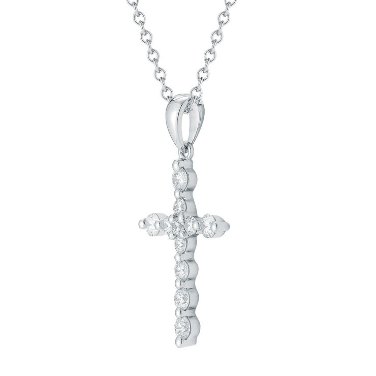 14K ホワイトゴールド 0.43カラット クロス ペンダント