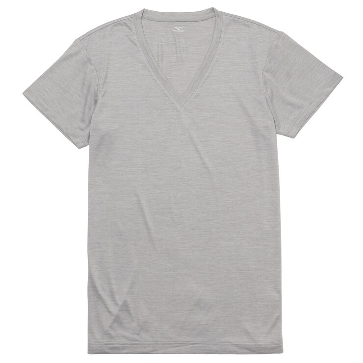 ミズノ メンズ Vネック Tシャツ 2枚組 グレー L ミズノ メンズ Vネック Tシャツ 2枚組 グレー L