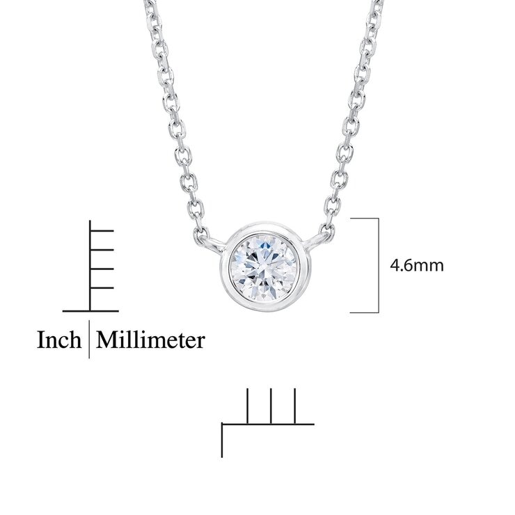 14K ホワイトゴールド 0.14カラット ラウンドカット ネックレス