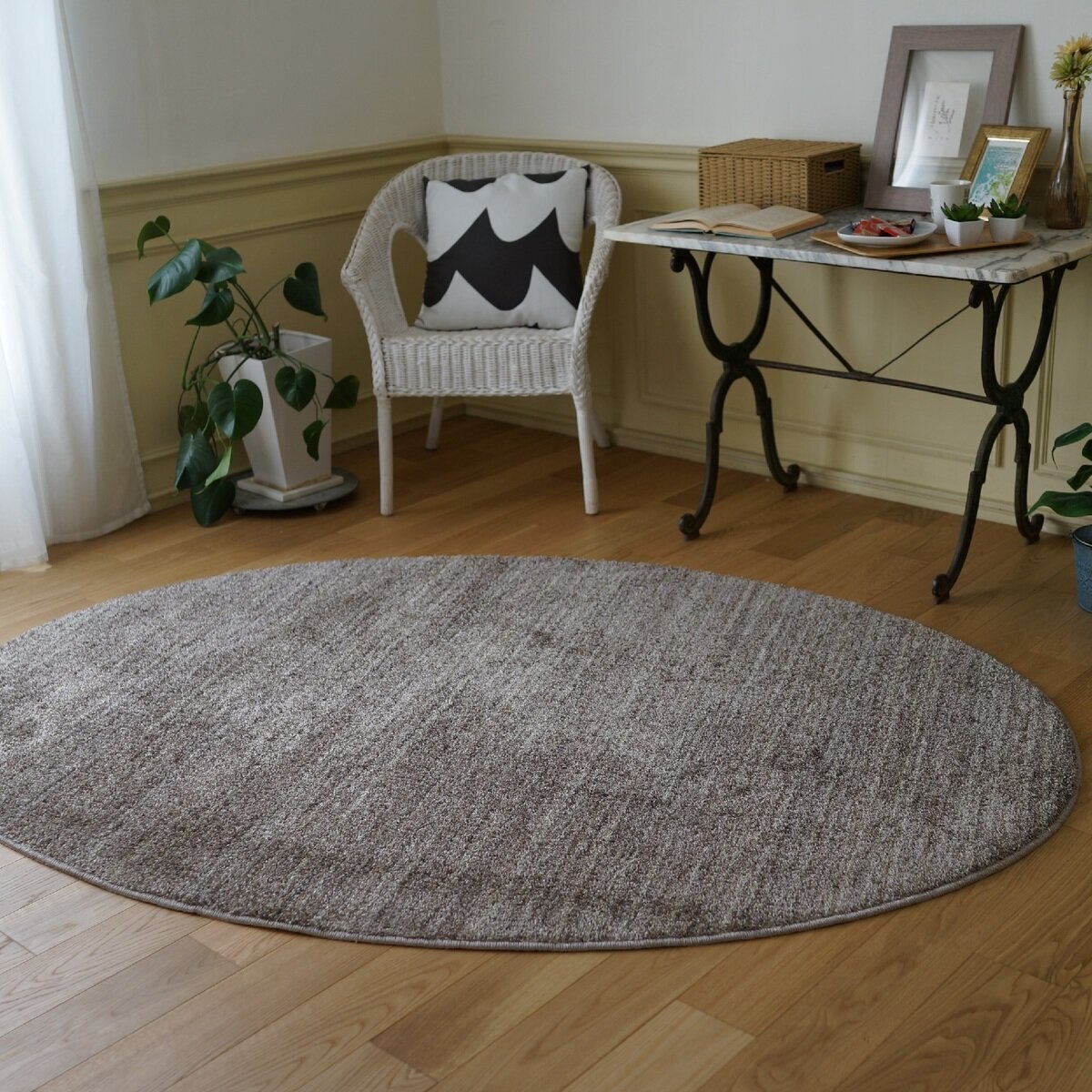 スミノエ 防炎・防音ラグ リュストル 楕円 140cm x 200cm グレー