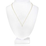 14K Yellow Gold 0.50ct Round Cut Diamond Cross Necklace