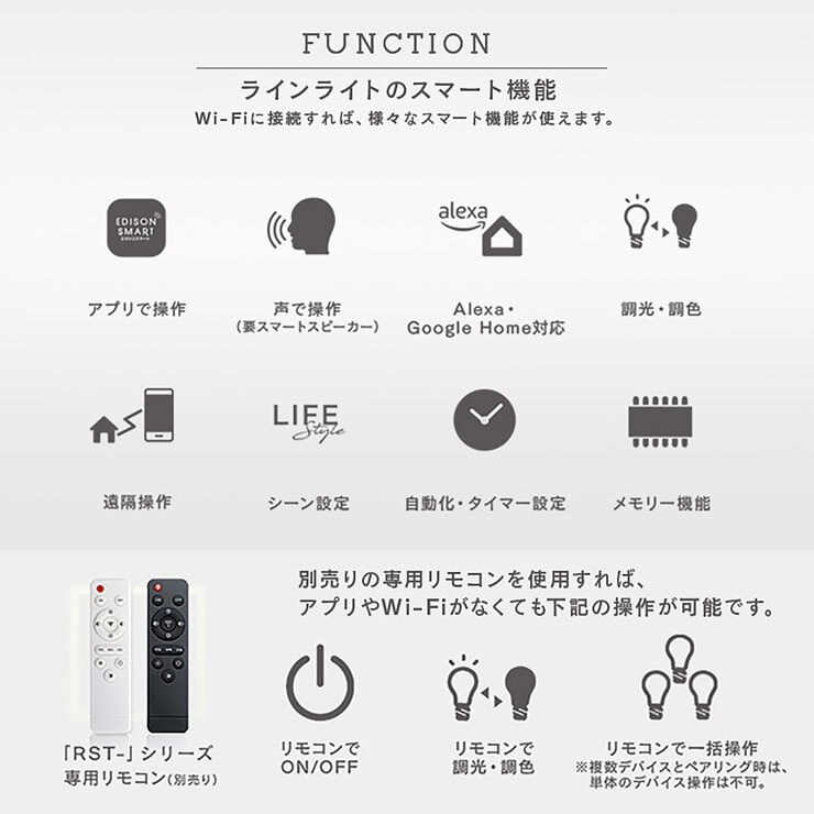 Edison Smart （エジソンスマート）ラインライト300MM ホワイト RST-TL172WH-300