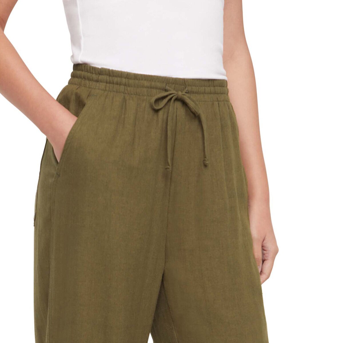 バナナ リパブリック リネン ブレンド パンツ ダスティ オリーブ S