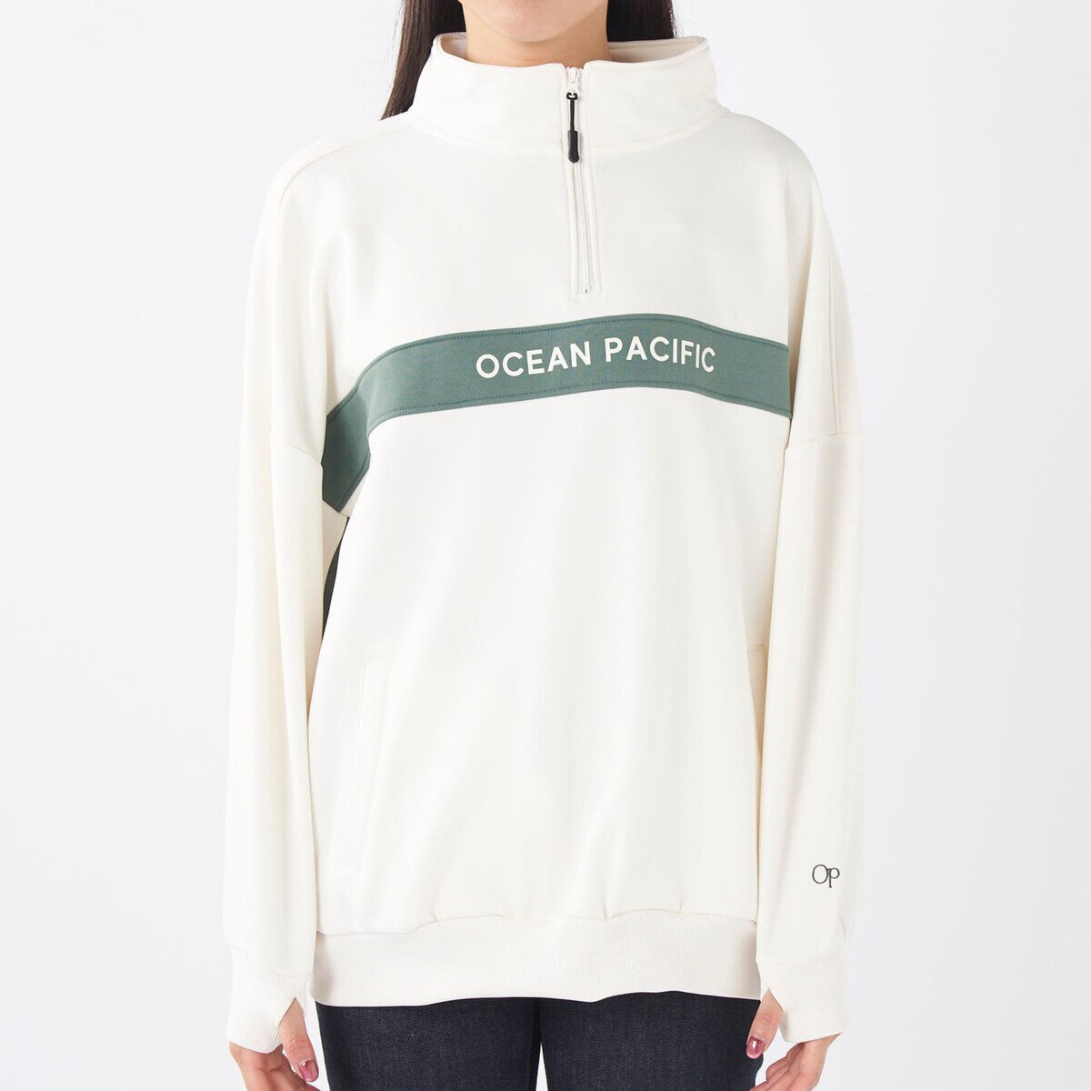 オーシャンパシフィック レディース ハーフジップ スウェットシャツ L