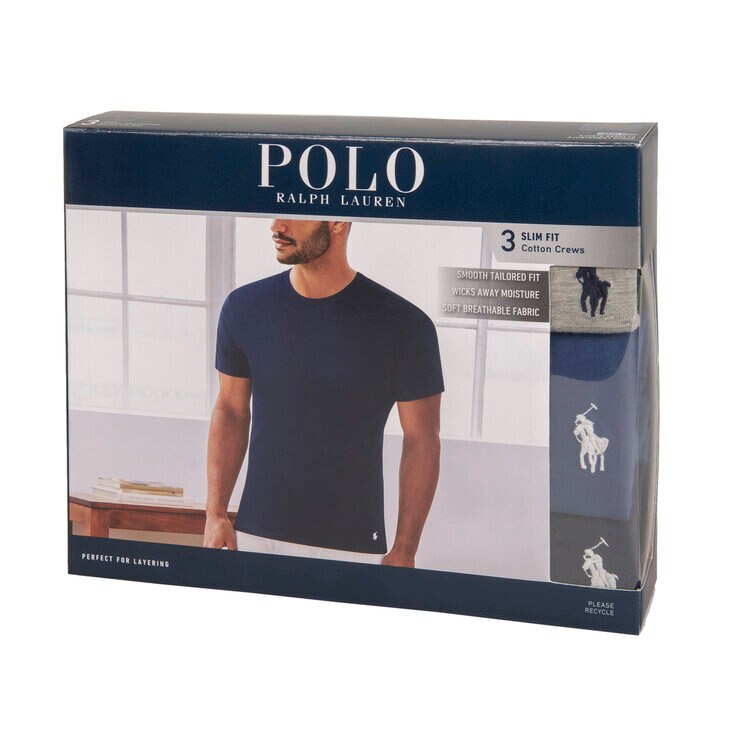 ポロ ラルフローレン メンズ クルーネック Tシャツ 3枚組 グレー/ブルー/ネイビー M