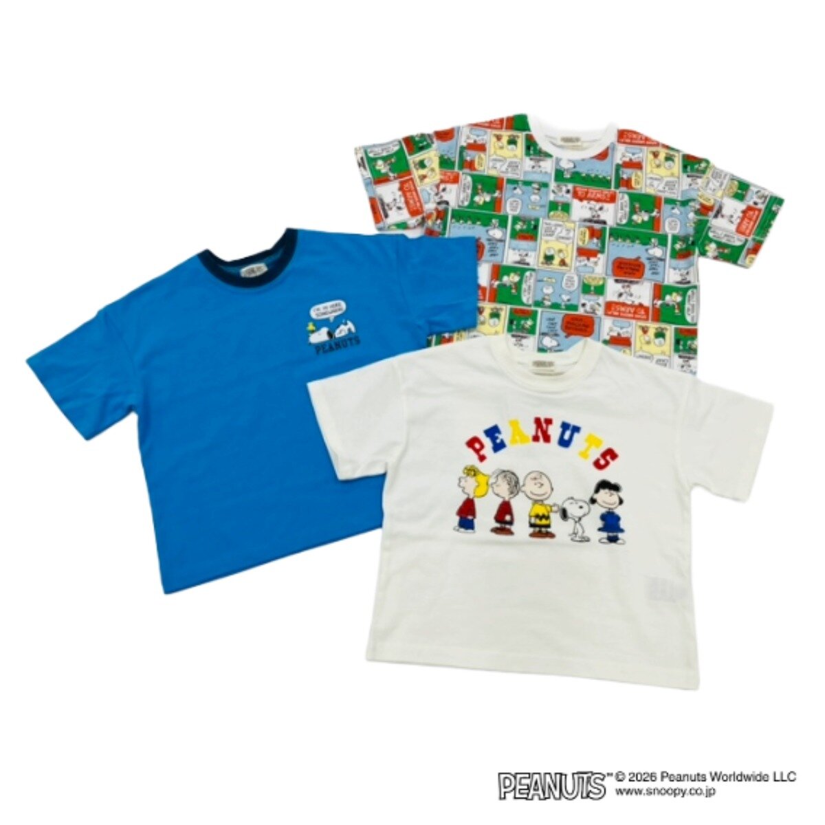 スヌーピー (ピーナッツ) キッズ 半袖 Tシャツ 3枚組