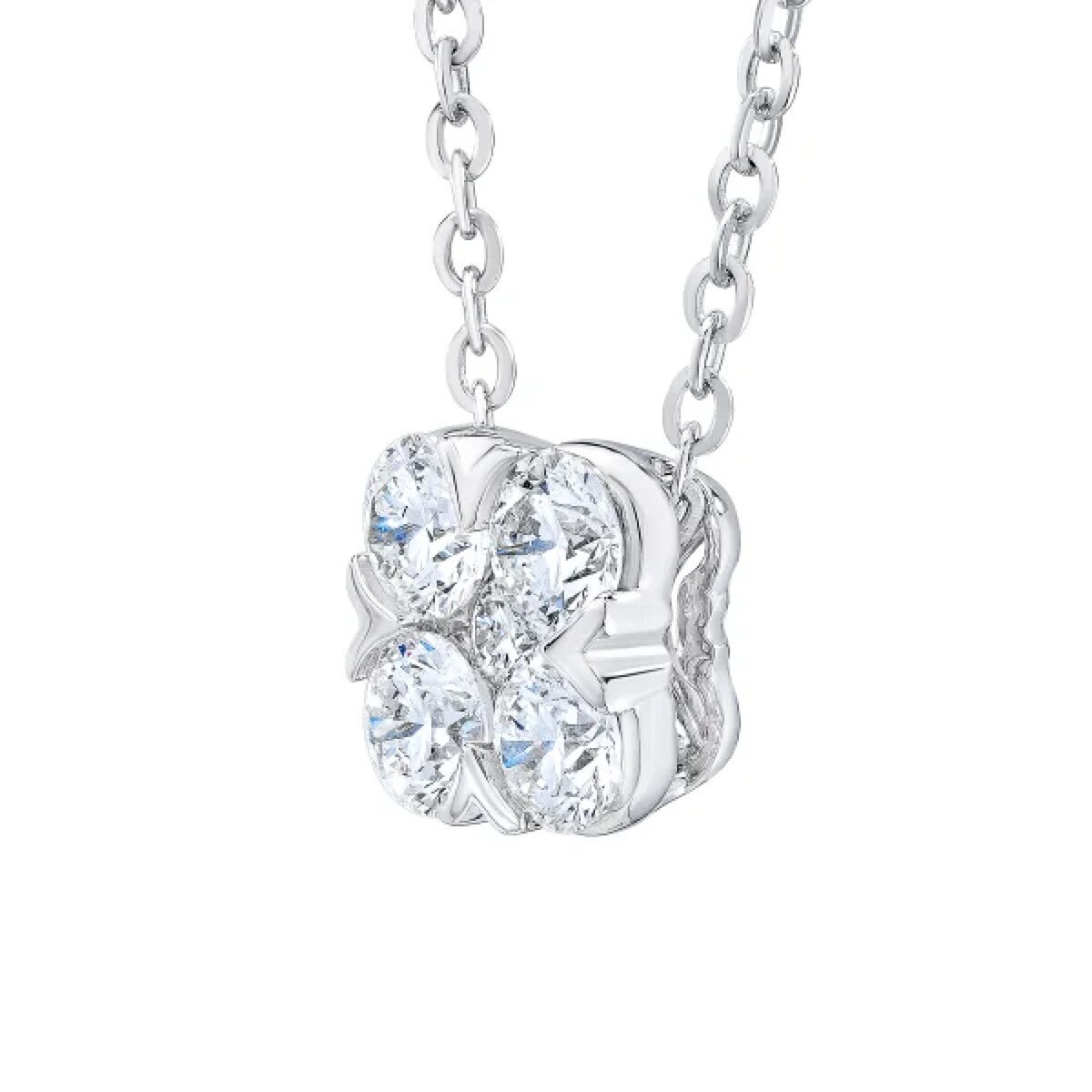 14K ホワイトゴールド 1.25カラット ダイヤモンド クローバー ネックレス