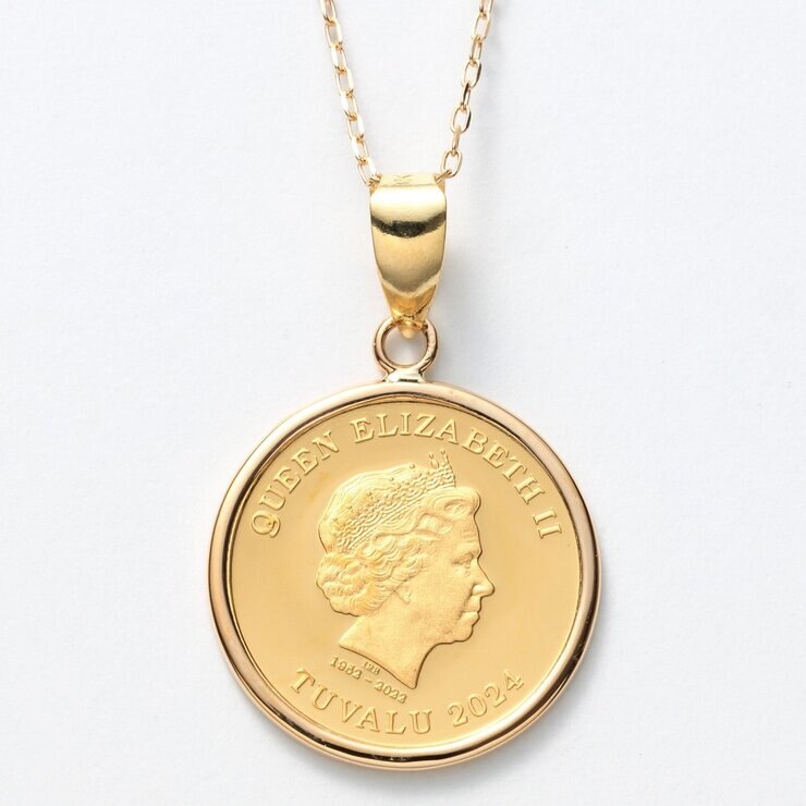 24K エリザベス 1/25OZ コイントップ / 18K イエローゴールドチェーン 24K エリザベス 1/25OZ コイントップ / 18K イエローゴールドチェーン