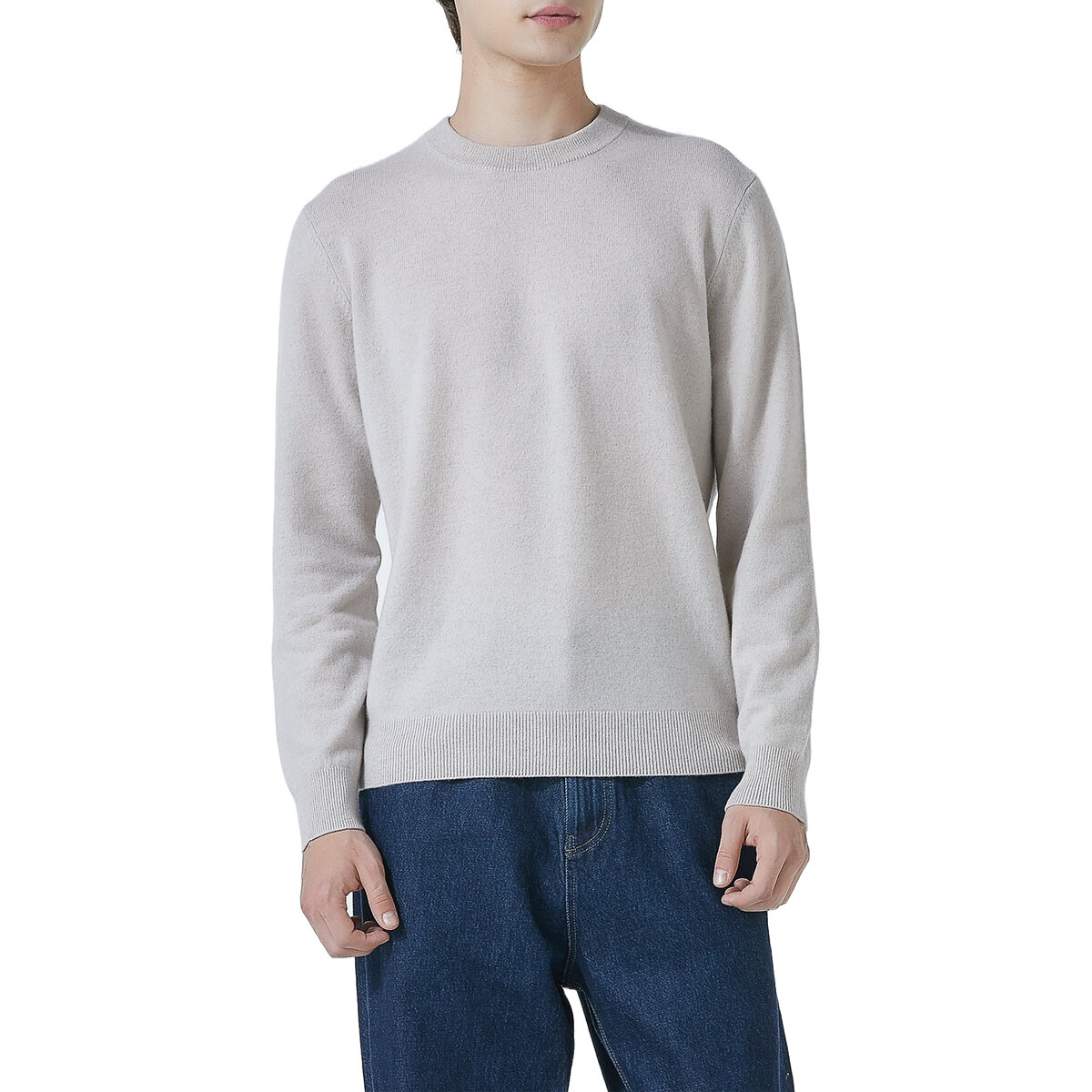 LYDIAVINE メンズ カシミヤ セーター ライトグレー L