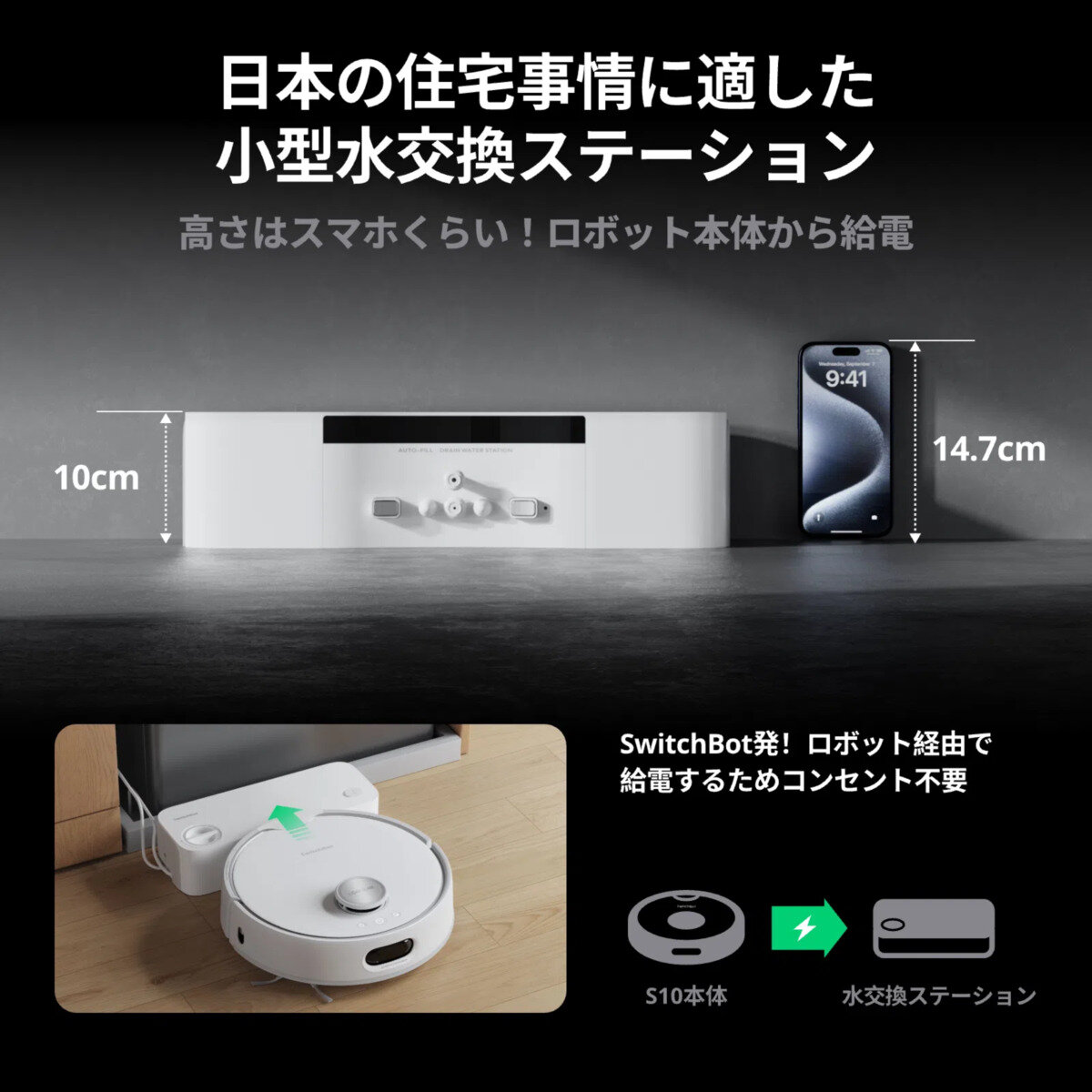 スイッチボット ロボット掃除機 S10(外付水タンク付き) 全自動給排水モデル W3211800