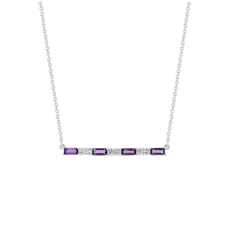14K ホワイトゴールド 0.19カラット ダイヤモンド / アメジスト ネックレス 14K ホワイトゴールド 0.19カラット ダイヤモンド / アメジスト ネックレス