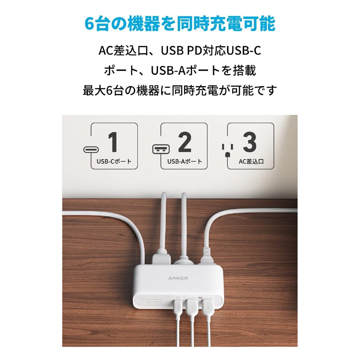 Anker（アンカー）521 パワーストリップ 6ポート 最大出力30W A9139N21