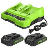 【2AHバッテリー2個＆2口充電器同梱】Greenworks 24V 407 N-m (300 ft-Lbs) インパクトレンチ