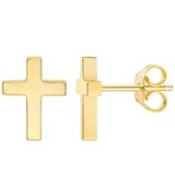 14K イエローゴールド クロス スタッドピアス