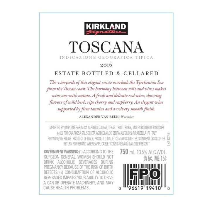 カークランド シグネチャー トスカーナ 750 ml カークランド シグネチャー トスカーナ 750 ml