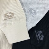 フルーツ オブ ザ ルーム レディース ワッフル 長袖 Tシャツ ブラック L