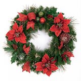 クリスマス デコレーションリース 直径約61センチ レッド