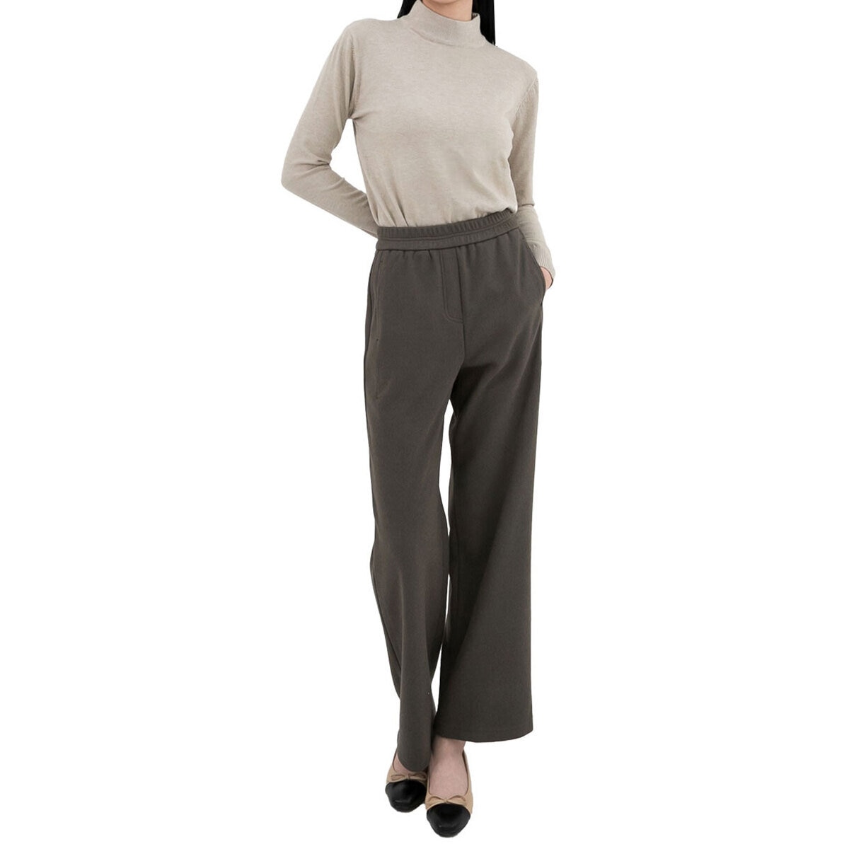 ボニスパックス レディース ワイドパンツ ダークカーキ XL