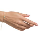 18K イエローゴールド 0.02カラット ダイヤモンド&合成エメラルド ブレスレット