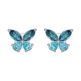 14K ホワイトゴールド バタフライ / ブルートパーズ ピアス