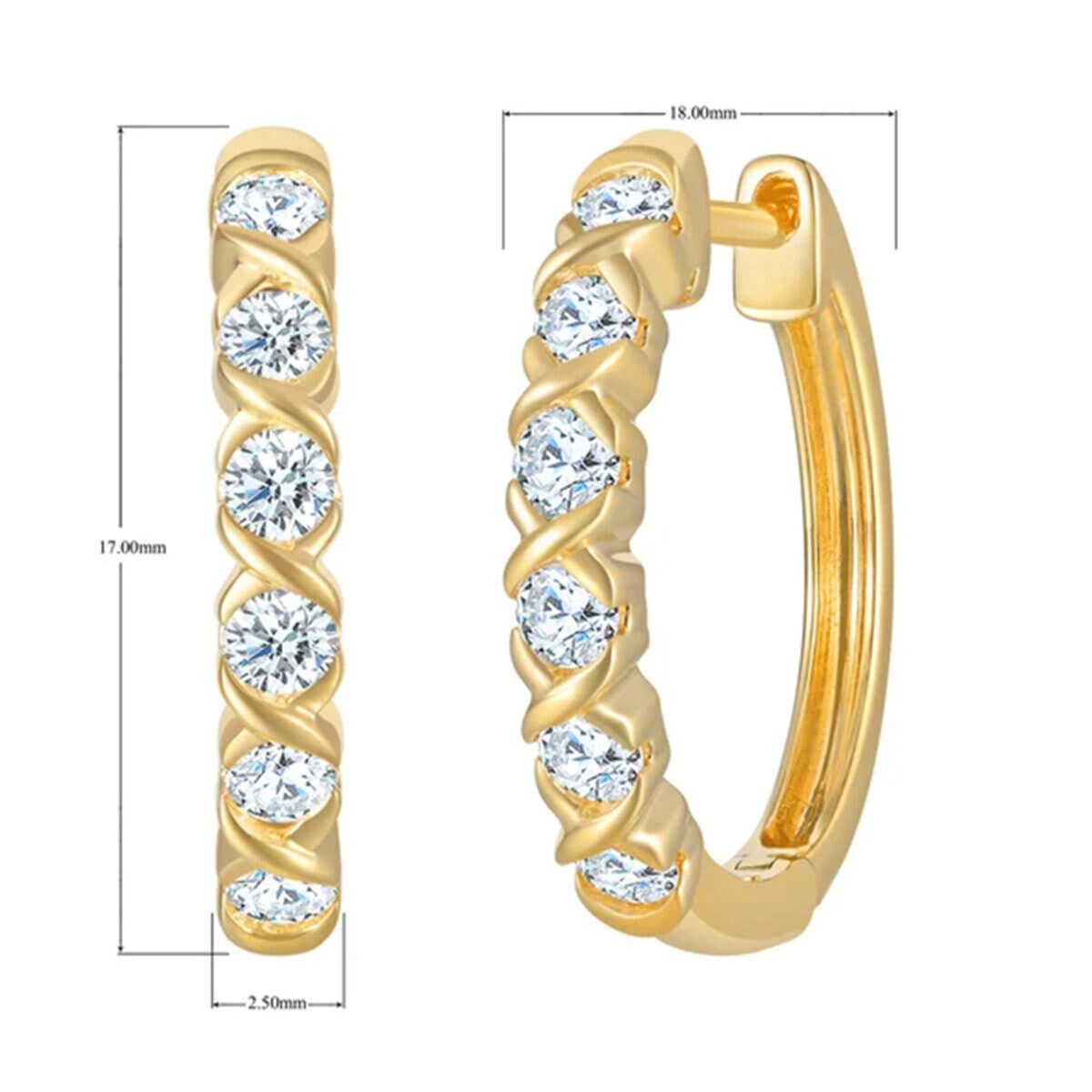 14K イエローゴールド 0.50カラット ダイヤモンド フープピアス