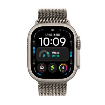 Apple Watch Ultra 4 GPS+Cellular 49mmナチュラルチタニウムケースとナチュラルチタニウムミラネーゼループ - M