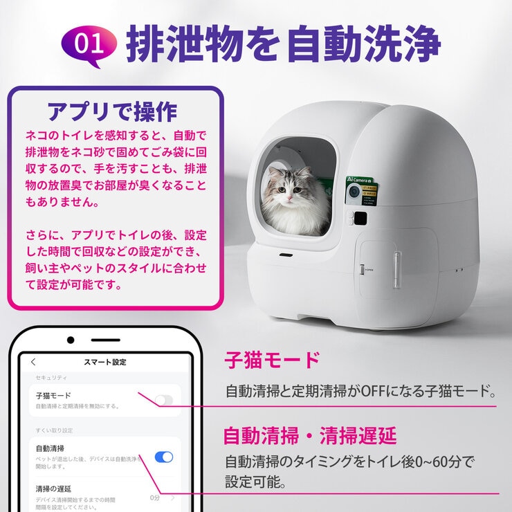 PETKIT カメラ付き 猫用自動トイレ P9904-N PETKIT カメラ付き 猫用自動トイレ P9904-N