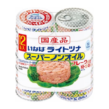 いなば食品 国産ライトツナスーパーノンオイル 70g x 12缶パック