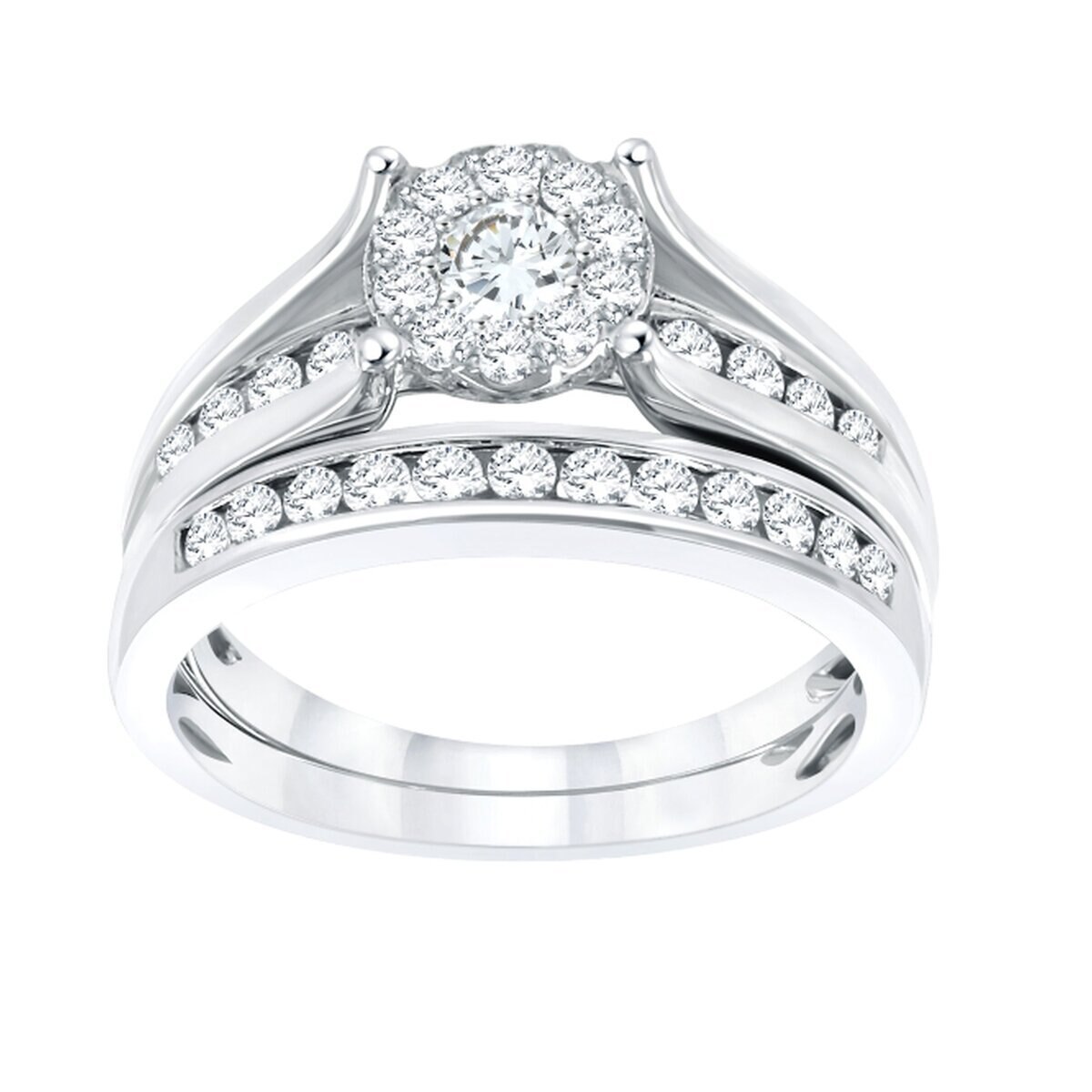 18K ホワイトゴールド 0.75カラット ウェディング リング セット 18K ホワイトゴールド 0.75カラット ウェディング リング セット