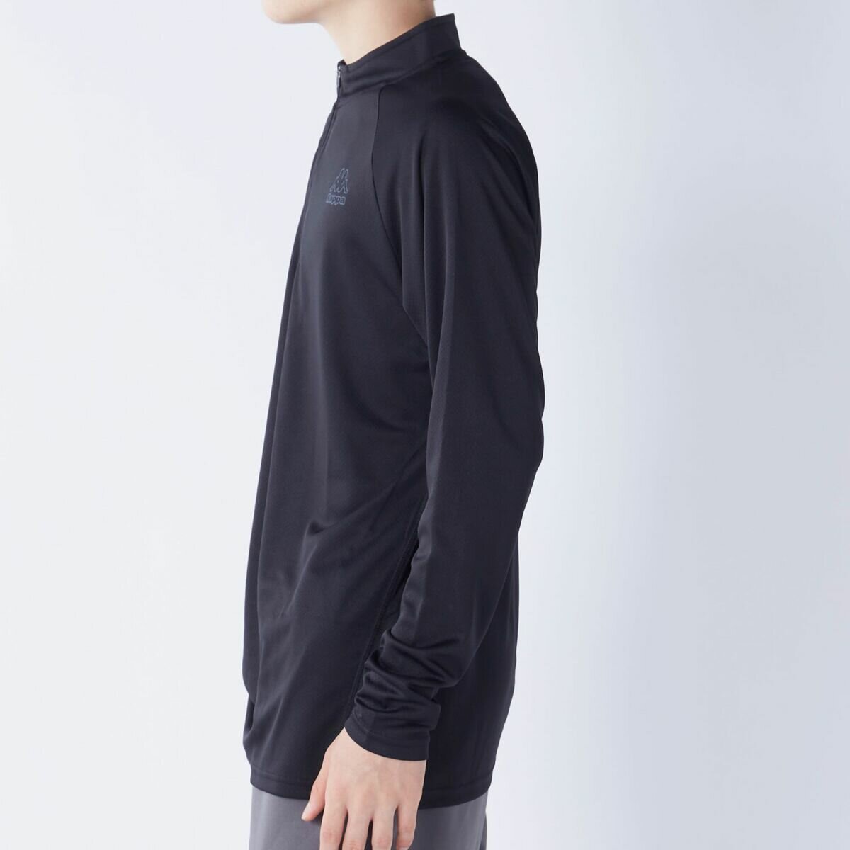 カッパ メンズ ハーフジップ 長袖 Tシャツ / ブラック / M