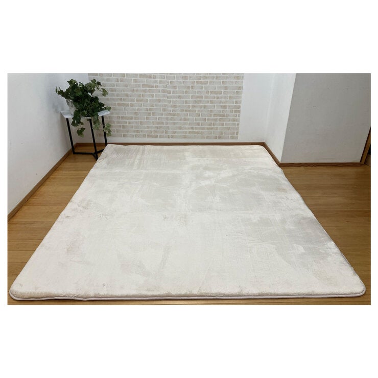 極厚フランネルラグ すべり止め付き 180cm x 230cm グレージュ