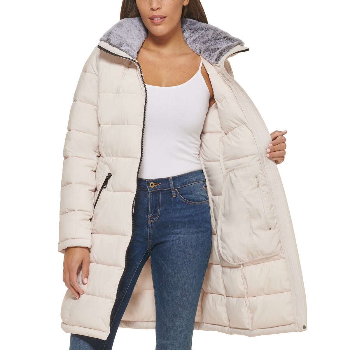 アンドリューマーク ロング ストレッチ ジャケット オフホワイト