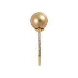 18K イエローゴールド 南洋ゴールド パール 9.0mm & ダイヤモンド 0.20カラット リング